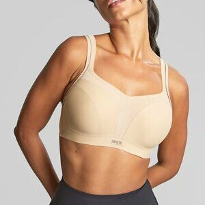 Panache 5021 Sports Bra UK 36E US 36F Beige Nude Underwire High Impact Full Bust
